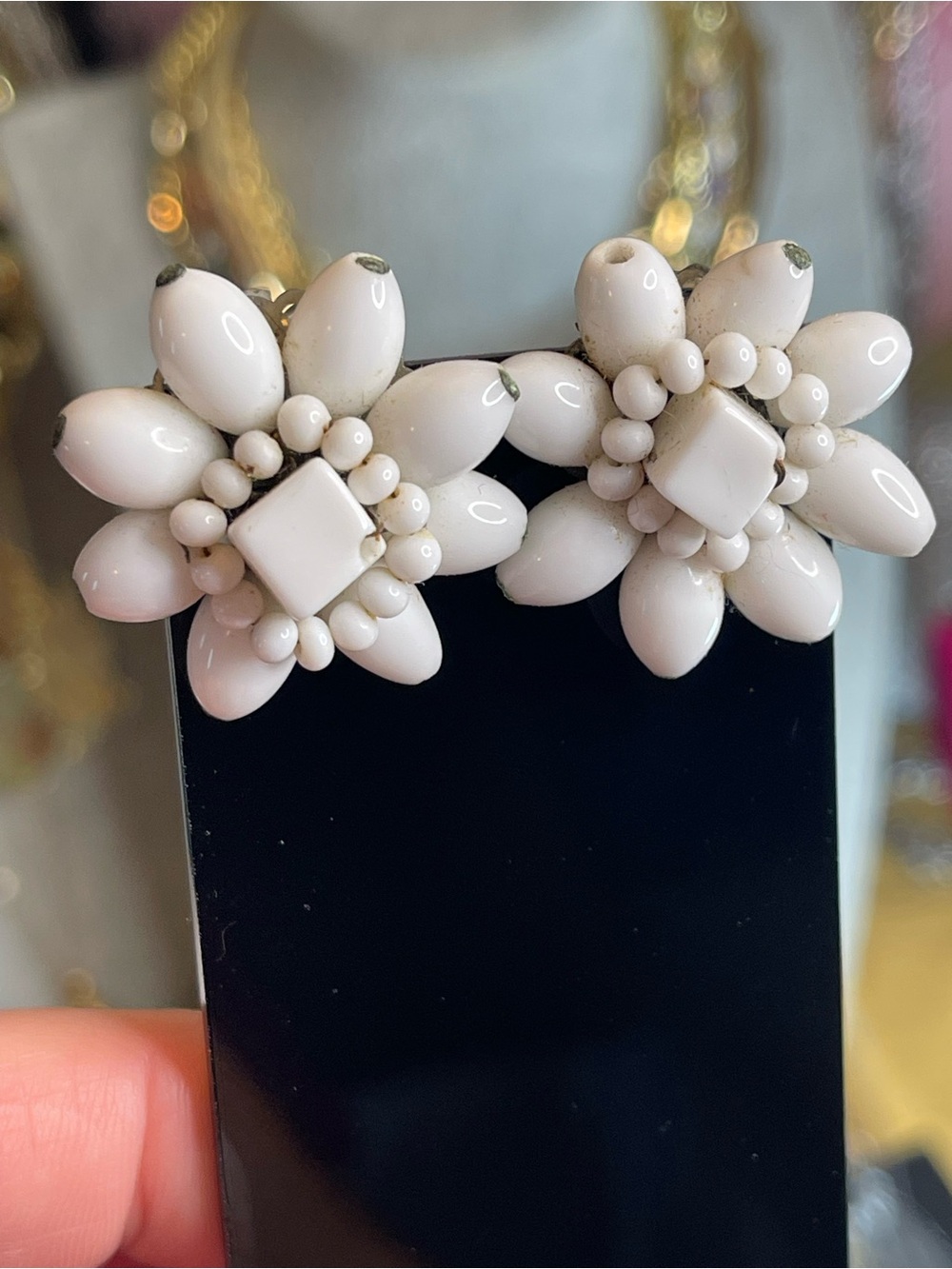 Vintage Japan glass beaded earrings